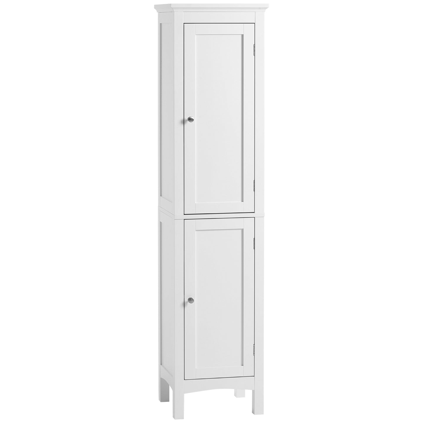 HOMCOM Kleankin tall white bathroom storage cabinet with adjustable shelves and double doors, slim design for bathroom organization