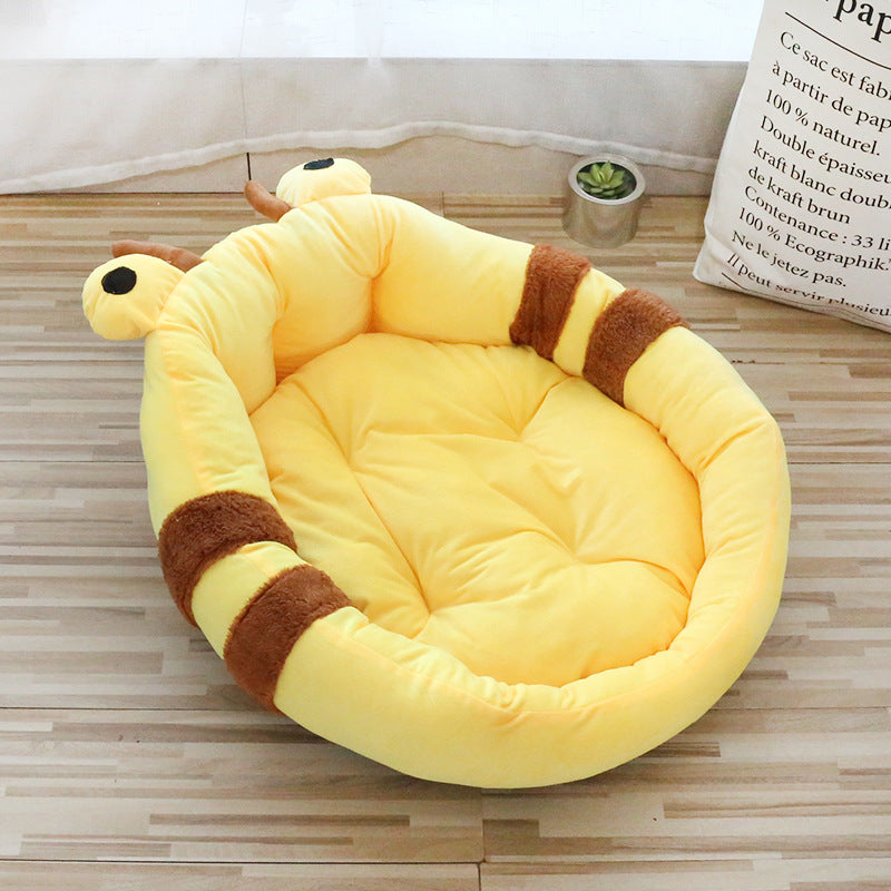 HOMCOM pet bed pad with thick cushioning, cartoon design, high backrest, ideal for small dogs or cats for comfort and support.