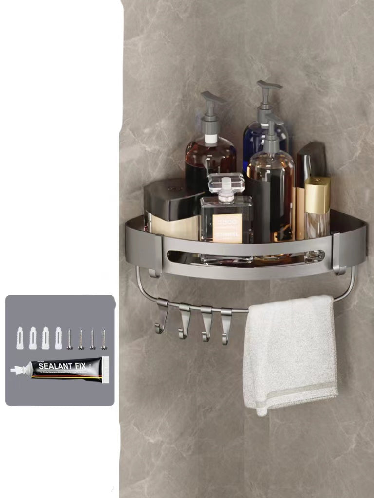 Bathroom Triangle Wall Shelf – Perforated Hanging Storage Rack