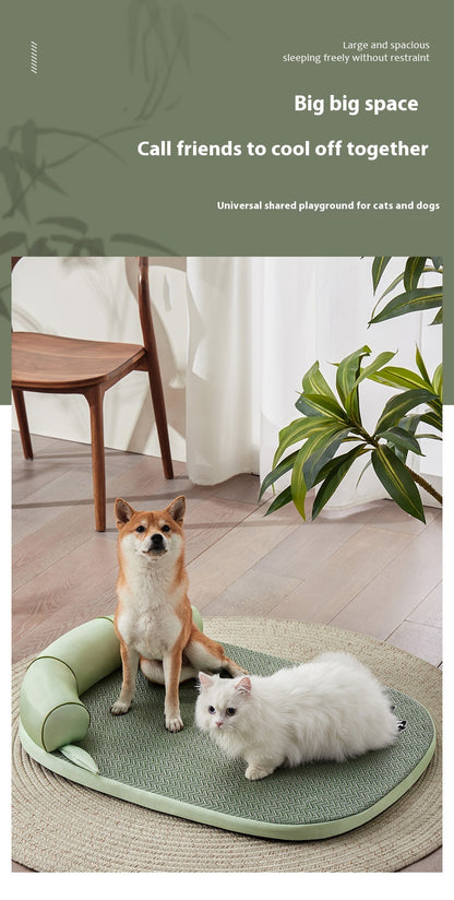 HOMCOM cool feeling dog mat and cat bed in a cozy sofa-style sleeping nest, suitable for all seasons, designed for pets' comfort