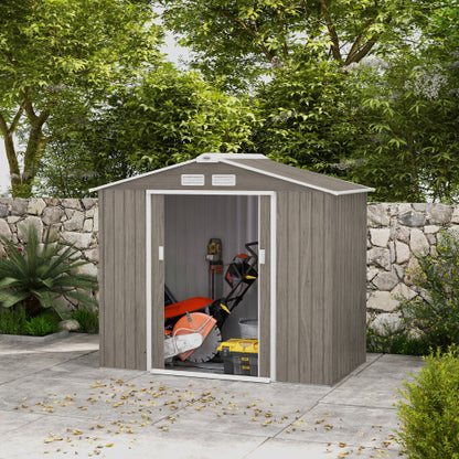 7×4ft Metal Garden Storage Shed – Vented Outdoor Storage with Floor Kit