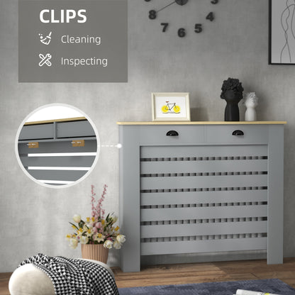 95.5H X 111Wcm Radiator Cover, With Drawer - Grey