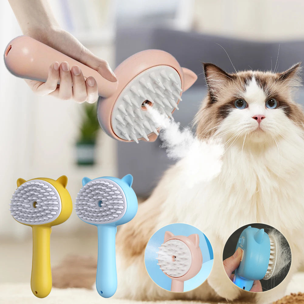 Rechargeable Pet Grooming Brush – Self-Cleaning Slicker with Mist