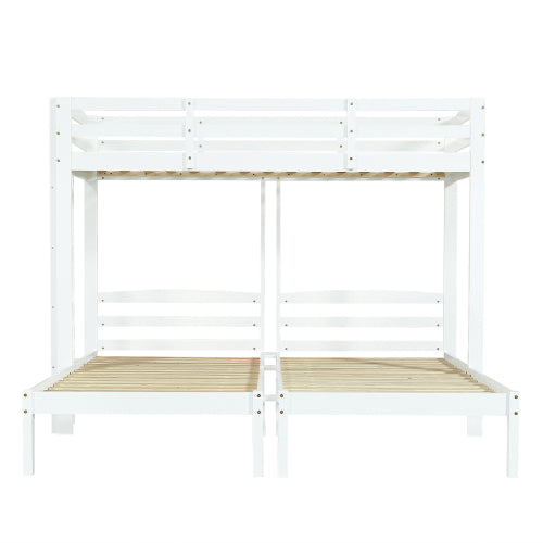 White HOMCOM triple bunk bed with side ladder for children and teens, 3ft size, includes space for mattresses (not included).