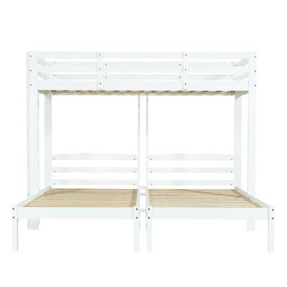 White HOMCOM triple bunk bed with side ladder for children and teens, 3ft size, includes space for mattresses (not included).