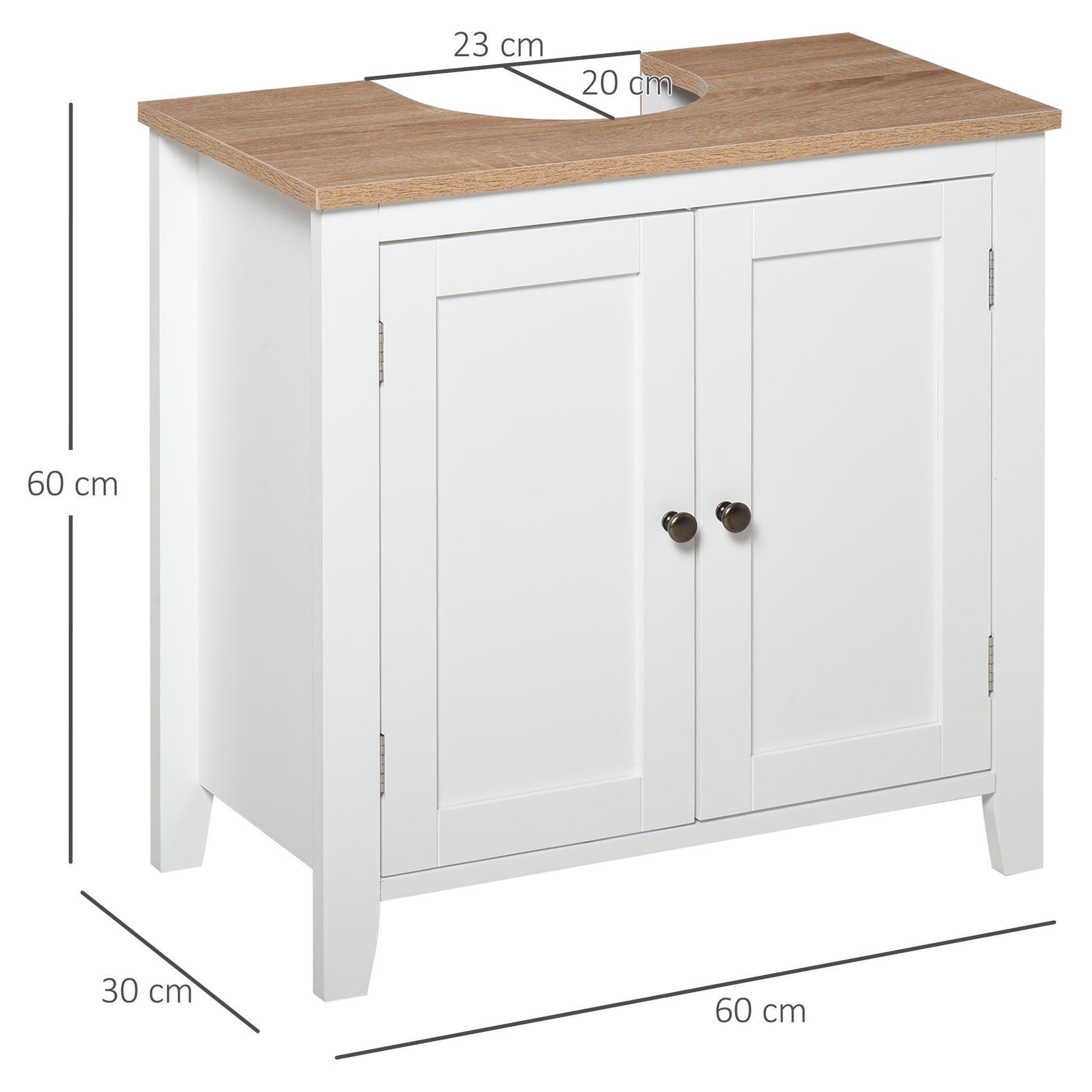 HOMCOM Kleankin under sink bathroom cabinet with two doors, white freestanding design, adjustable shelf, pedestal style for bathroom storage