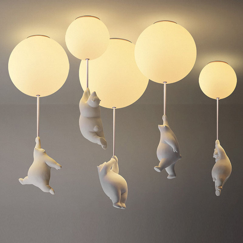 Creative cartoon polar bear children's balloon ceiling lamp by eprolo, featuring warm light and playful design for kids' rooms.