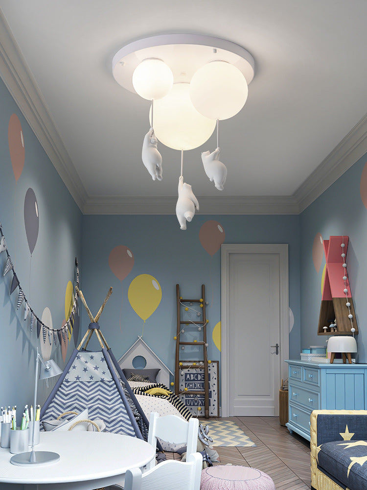Creative cartoon polar bear children's balloon ceiling lamp by eprolo, featuring a warm light design for kids' rooms.