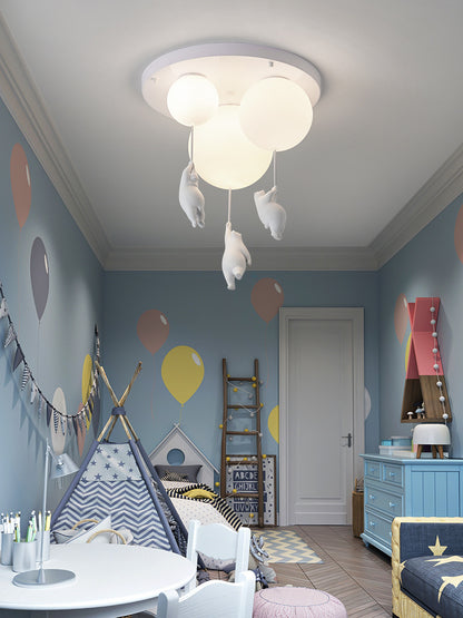 Creative cartoon polar bear children's balloon ceiling lamp by eprolo, featuring a warm light design for kids' rooms.