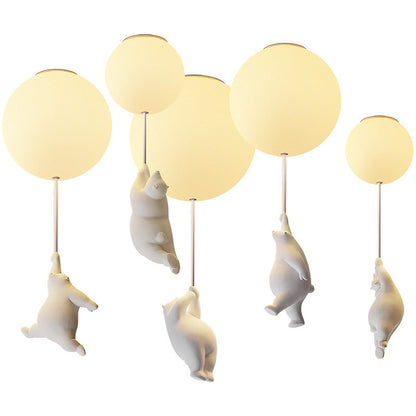 Creative cartoon polar bear children's balloon ceiling lamp by eprolo, featuring warm light for kids' rooms.