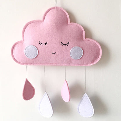 Eprolo Clouds Felt Raindrops Pendant hanging decoration for kids' room, featuring soft felt clouds and raindrops in a whimsical design.