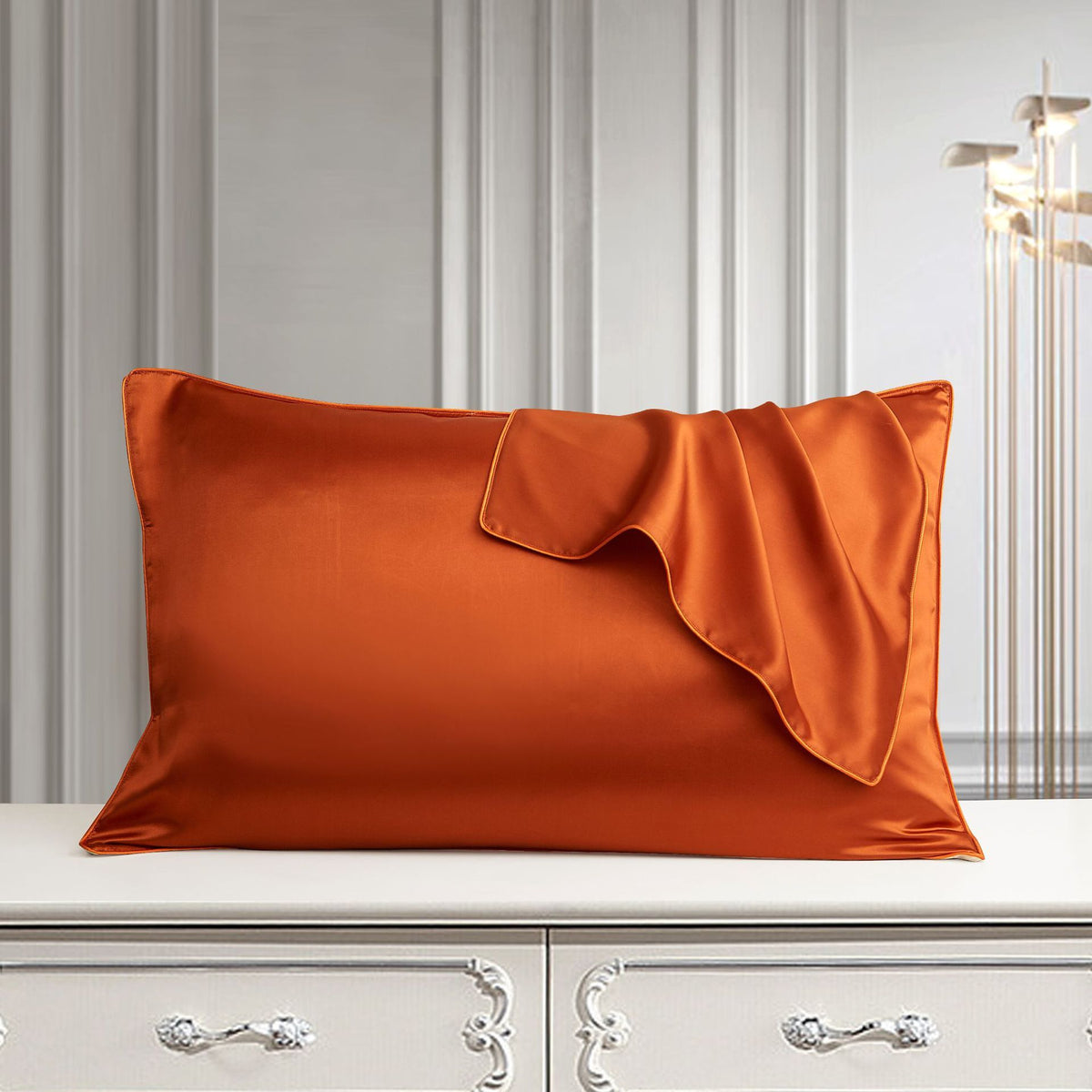 Pure silk pillowcase by eprolo, one side Mullberry silk for hair and skin, in purple with a smooth, luxurious fabric surface.