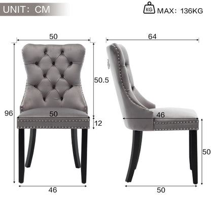 Set of 4 beige velvet dining chairs with button tufted design and wooden legs, modern style by eprolo.