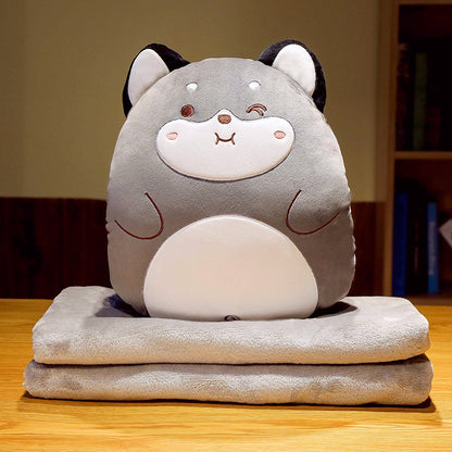 Eprolo cartoon brown bear multifunctional blanket and animal pillow, soft plush fabric, perfect for cozy comfort.