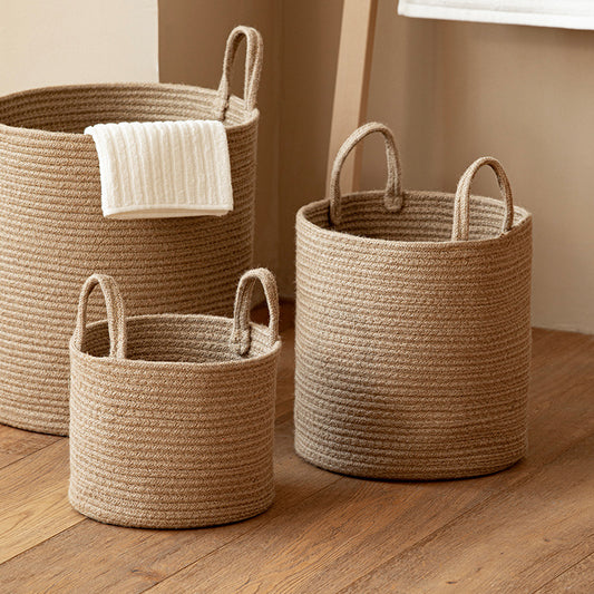 Natural jute hand-woven cotton storage basket by eprolo, ideal for home organization and decorative storage.