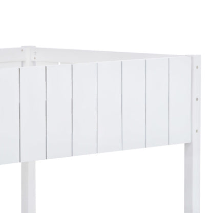 White wooden kids bunk bed with ladder and canopy, mid-sleeper cabin design by eprolo, featuring a cozy and functional play space.