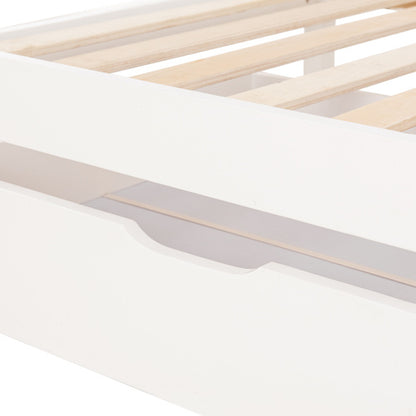 White single wooden bed frame with built-in drawers, made of solid pine, 3ft storage bed by eprolo
