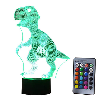 3D dinosaur LED night light by eprolo with 7 color touch control, showcasing a detailed dinosaur design illuminated in vibrant colors.