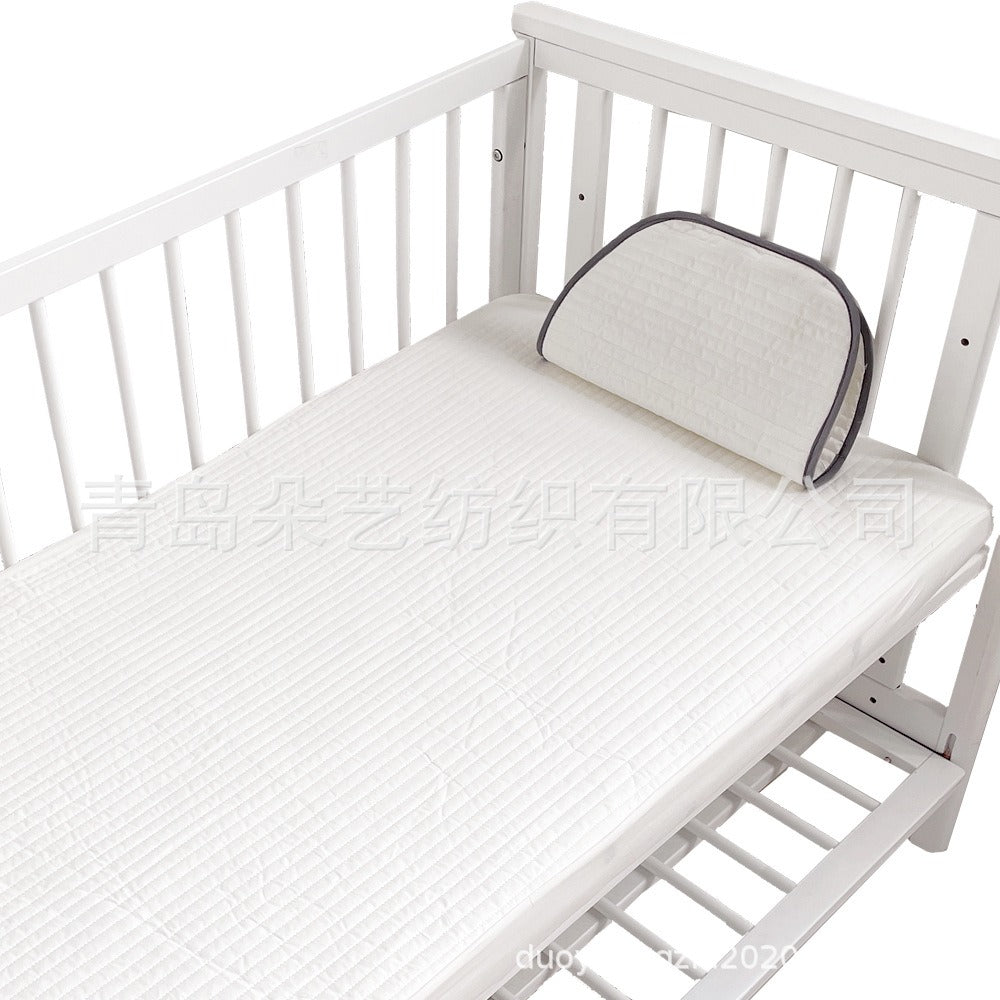 Baby fitted sheet by eprolo, quilted cotton with embroidered bear head design for crib bedding, 56cm size.