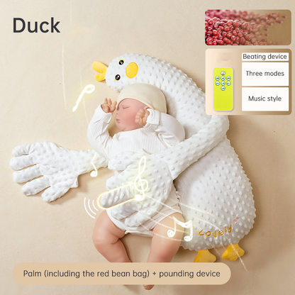 Pink unicorn Babycare Soothing Sleep Aid by eprolo, featuring anti-startle pillow and patting toy for calming babies.
