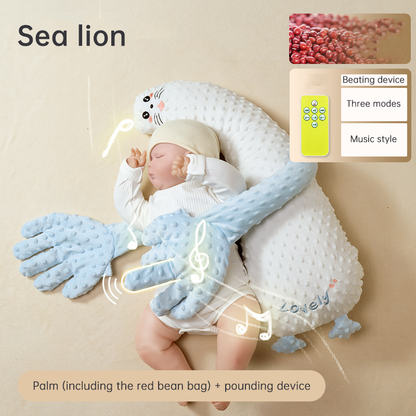 Pink unicorn Babycare Soothing Sleep Aid by eprolo with anti-startle pillow and patting toy for calming newborns.