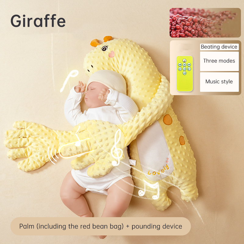 Pink unicorn Babycare Soothing Sleep Aid by eprolo, anti-startle pillow and patting toy for helping babies sleep peacefully.