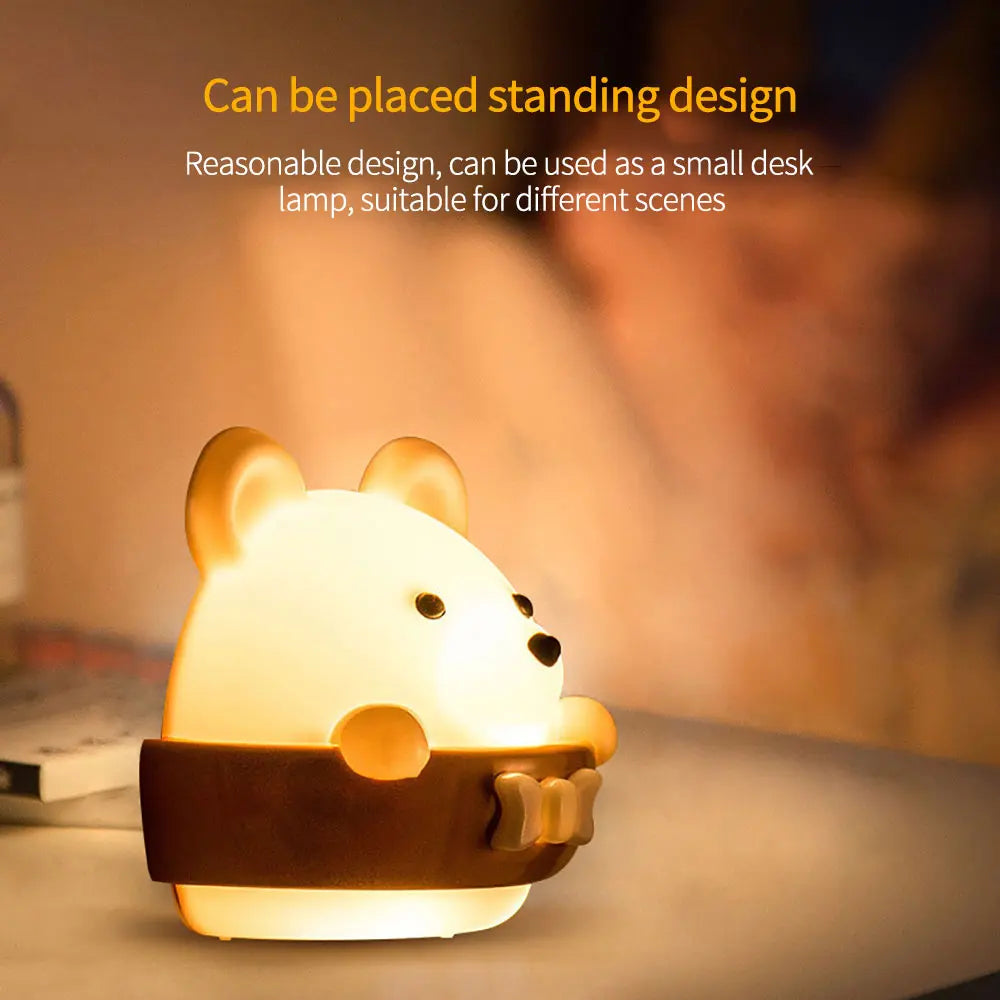 Cute bear LED night light wall lamp by eprolo with remote control, rechargeable and ideal for children's bedrooms.