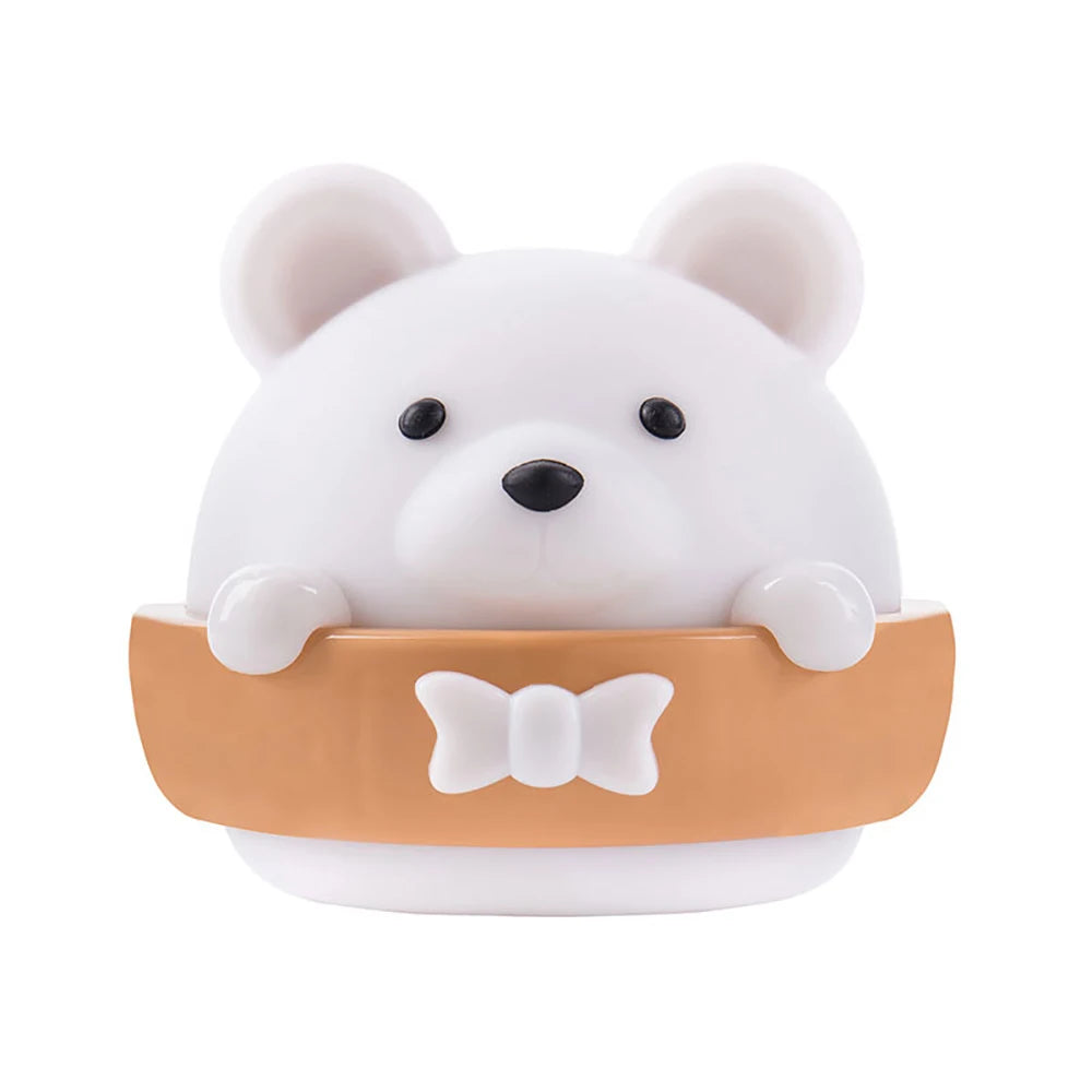 Cute bear LED night light wall lamp by eprolo with remote control, rechargeable, soft lighting for kids' rooms.