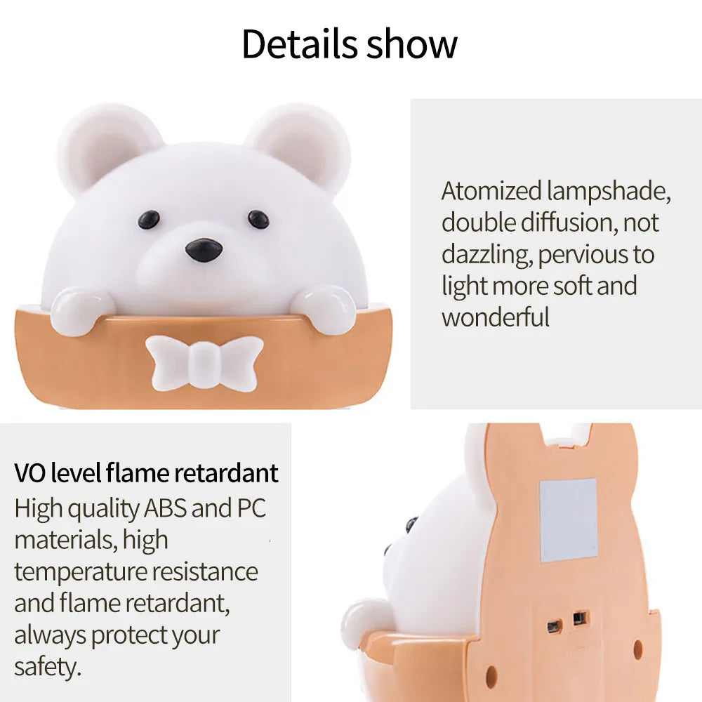 Rechargeable eprolo cute bear LED night light wall lamp with remote, soft illumination for cozy bedroom or nursery decor.