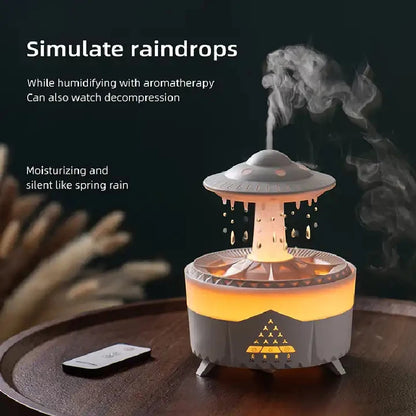 White Rain Cloud Humidifier and LED Aroma Diffuser by eprolo, 350ml capacity, with mist and light features.