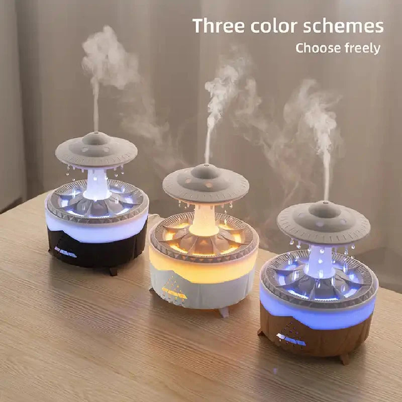 White Rain Cloud Humidifier and LED Aroma Diffuser by eprolo, 350ml capacity, soothing mist with colorful LED lights.