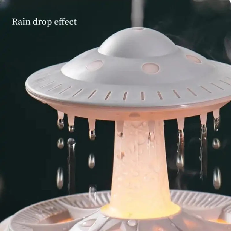 White Rain Cloud Humidifier and LED Aroma Diffuser by eprolo, 350ml capacity, with mist and colorful LED lights.