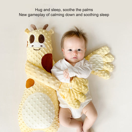 eprolo yellow baby soothing anti-startle pillow designed for hugging and sleep support, providing comfort and calming for infants.