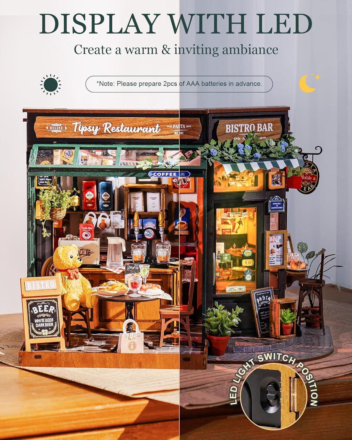 Rolife DIY Miniature House Kit – Tipsy Restaurant Model for Adults & Kids