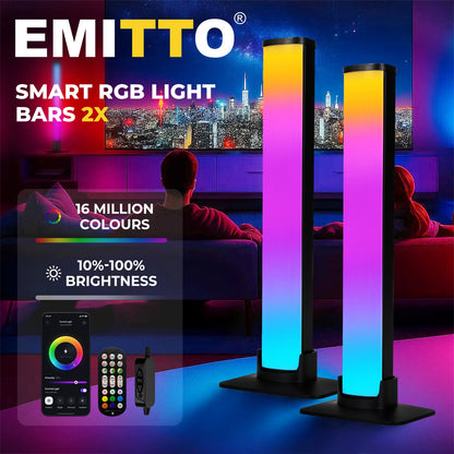 Livoshop Emitto 2X Smart RGB LED Light Bar with color-changing ambient lighting and music sync for TV backlight.