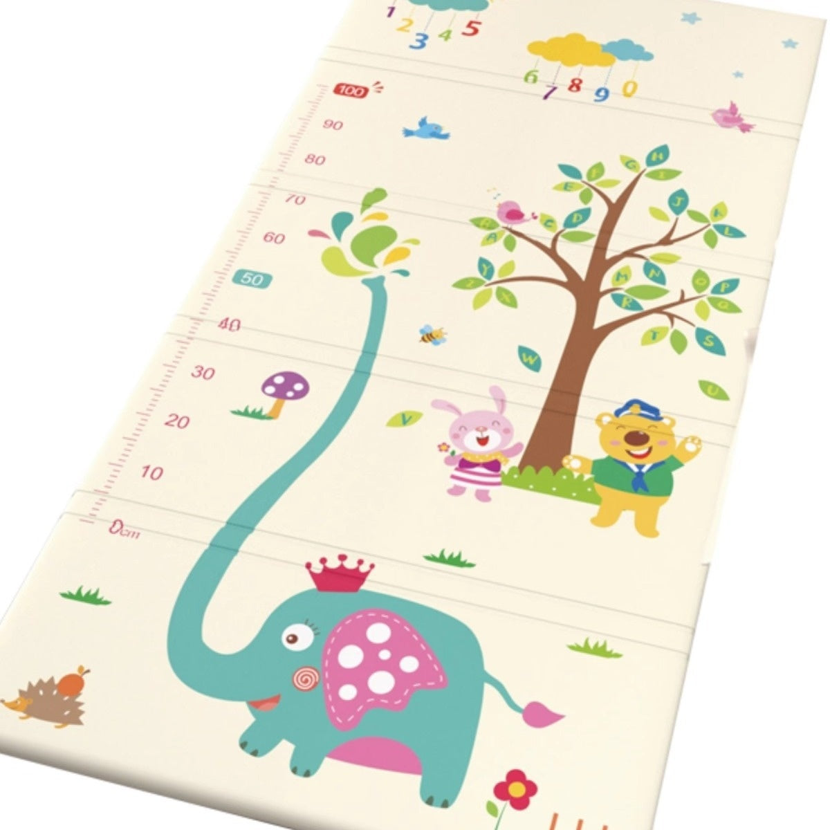 HOMCOM foldable baby crib side mat for living room protection, soft and cushioned surface for safe baby lounging.