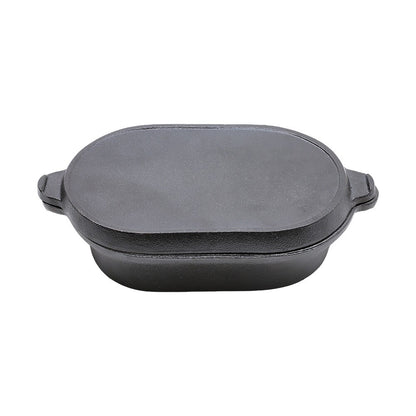 HOMCOM 2-in-1 cast iron Dutch oven with lid, stew pot, and skillet for camping and outdoor cooking in the UK.