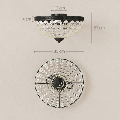 HOMCOM crystal chandelier ceiling light with 168 octagonal beads, vintage black 2-light flush mount for living room or bedroom.