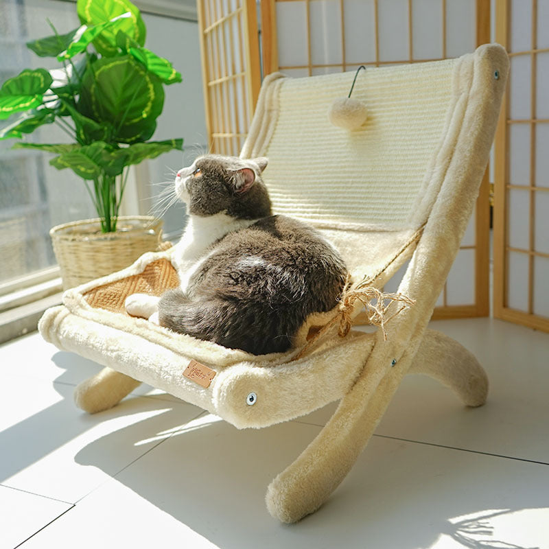 HOMCOM pet cat sofa bed and sunbathing chair with soft fabric and cozy design for comfortable feline lounging.