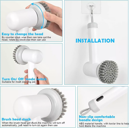 Electric Cleaning Brush Tool USB Charging For Housework Kitchen Dishwashing Brush Bathtub Tile Cleaning Brush IPX7 Waterproof
