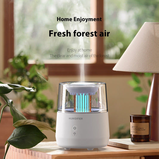 HOMCOM colorful raindrop aroma diffuser and humidifier with ambient light, white plastic design, creating a soothing atmosphere.