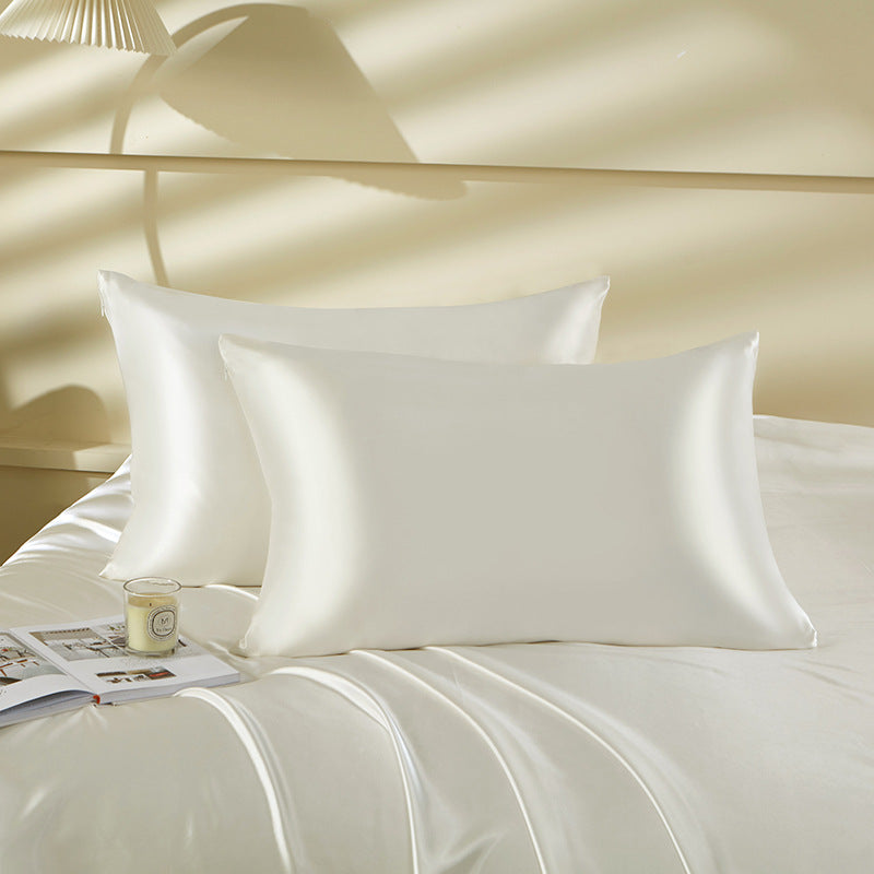 HOMCOM single champagne mulberry silk pillowcase, 22 M size, 51x66cm with zipper for luxurious sleep comfort