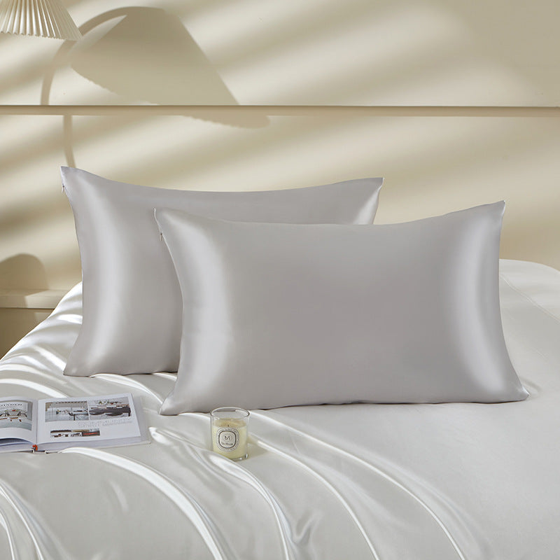 HOMCOM champagne-colored single Mulberry silk pillowcase, 22 M size, with zipper, 51x66cm, soft and luxurious bedding accessory.