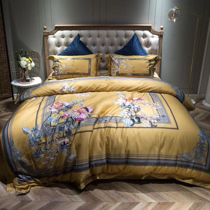HOMCOM long staple cotton sateen feel bedding set of four pieces, 200x230cm, with soft, smooth fabric and elegant design.