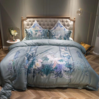 HOMCOM long staple cotton sateen feel bedding set of four pieces, 200x230cm, with smooth, luxurious fabric and elegant design.