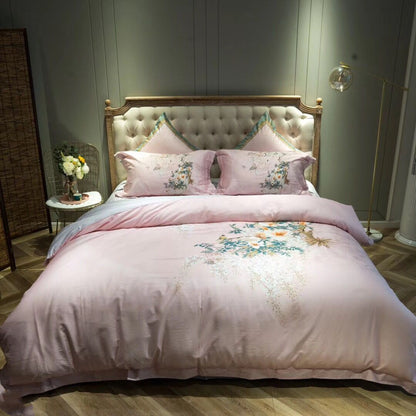 HOMCOM long staple cotton sateen feel bedding set of four, 200x230cm, with smooth, luxurious fabric and elegant design.