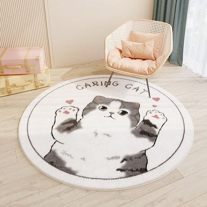 Round children's room cashmere rug by HOMCOM featuring a caring rabbit design, soft texture, and cozy feel for kids' spaces.