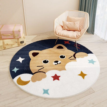 Soft round cashmere rug for children's room by HOMCOM, featuring a caring rabbit design and 60cm diameter.