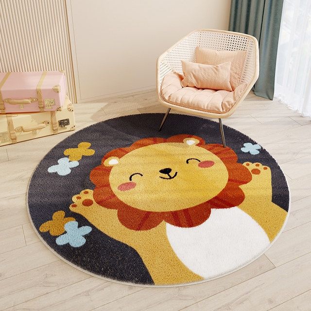 Round cashmere rug for children's room by HOMCOM featuring a caring rabbit design, 60cm diameter, soft and cozy for kids' space.