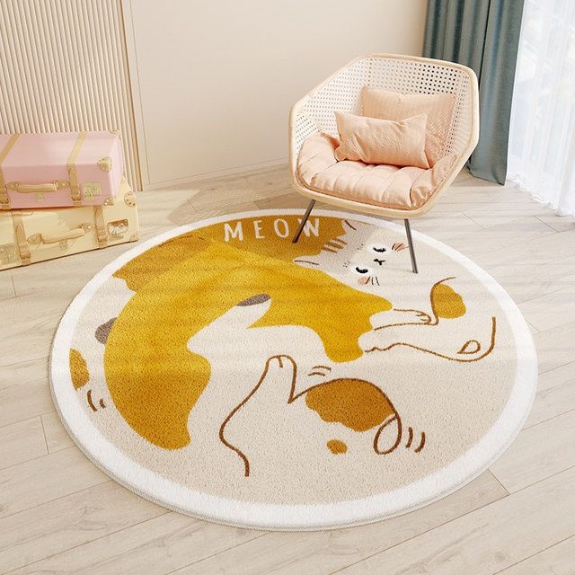 Round cashmere rug for children's room featuring a caring rabbit design, 60cm diameter from HOMCOM.